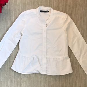White peplum button up blouse
